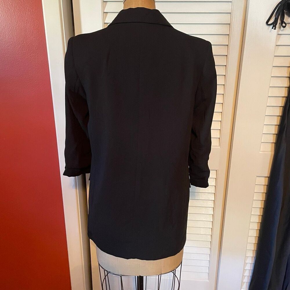 ZARA | black open front ruched sleeve blazer L NWT $70 - Picture 8 of 10